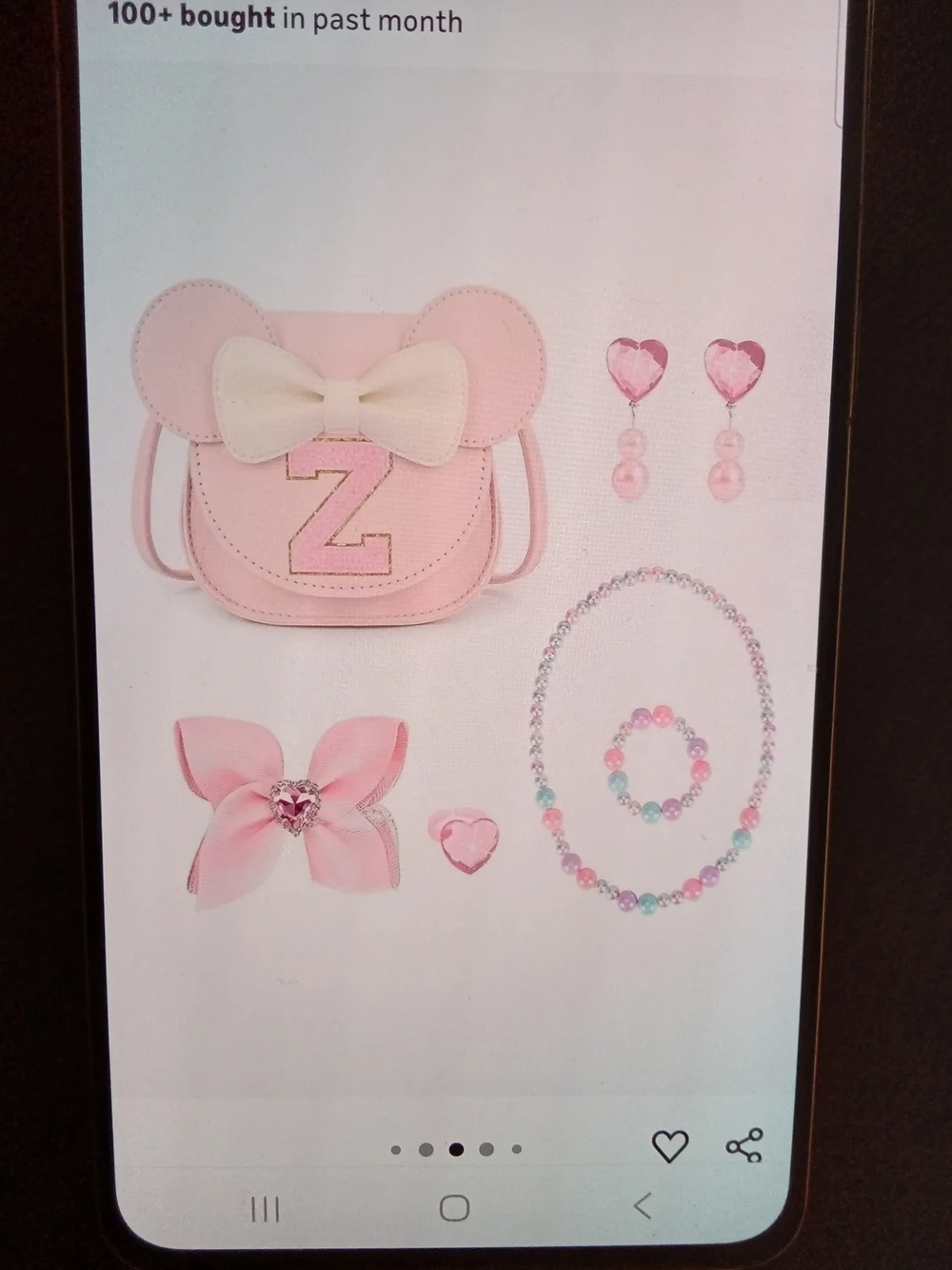 stradivarius Pink‎ Kids Crossbody Bag with White Bow and Gold Z